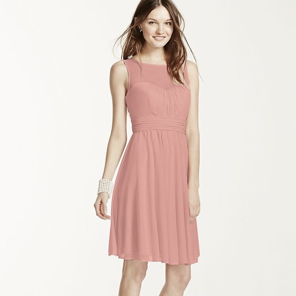 Ballet pink sweetheart neckline bridesmaid dress